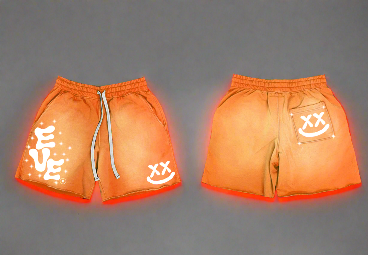EVE sun wash shorts/puff print- rhinestones