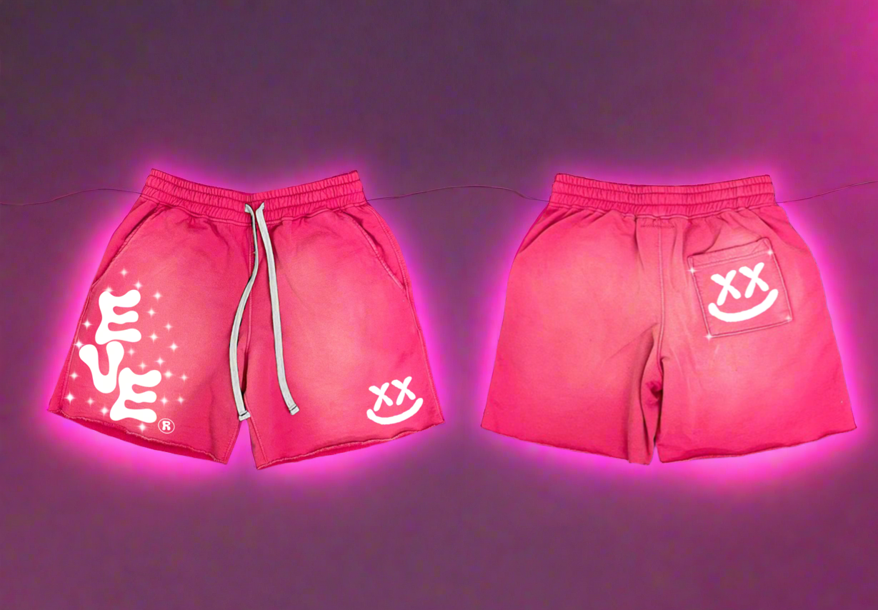 EVE sun wash shorts/puff print- rhinestones