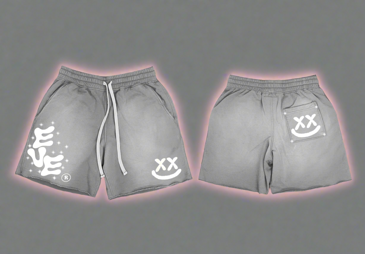 EVE sun wash shorts/puff print- rhinestones