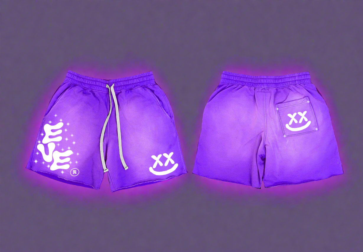 EVE sun wash shorts/puff print- rhinestones